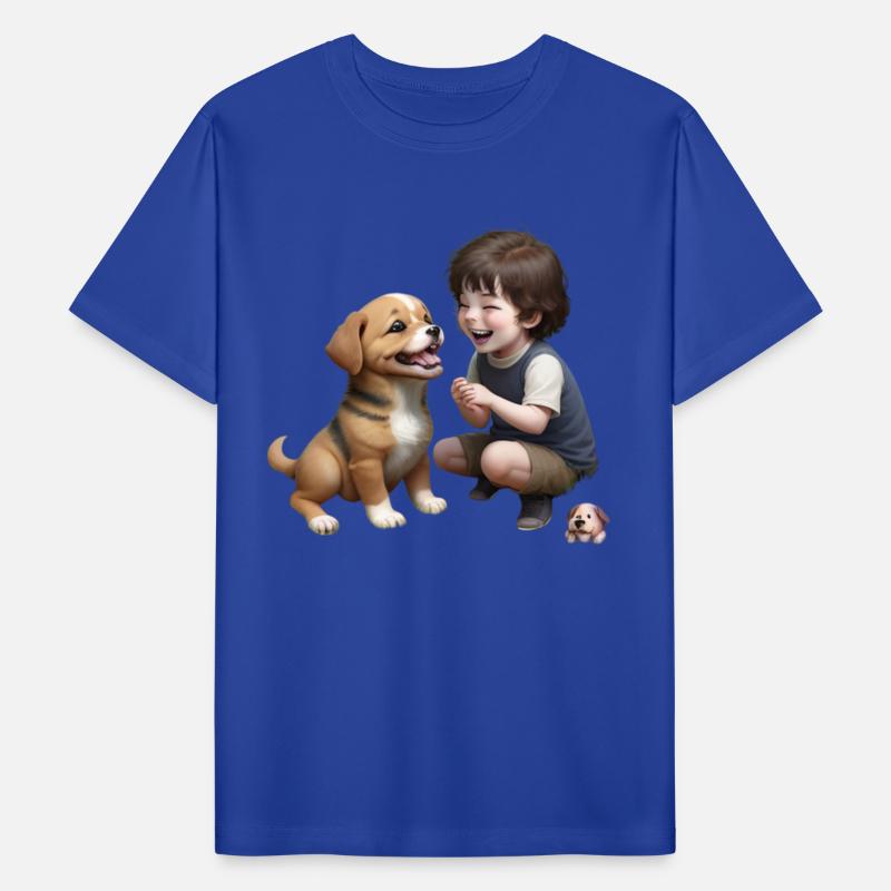 A Little Boy Playing with His Dog