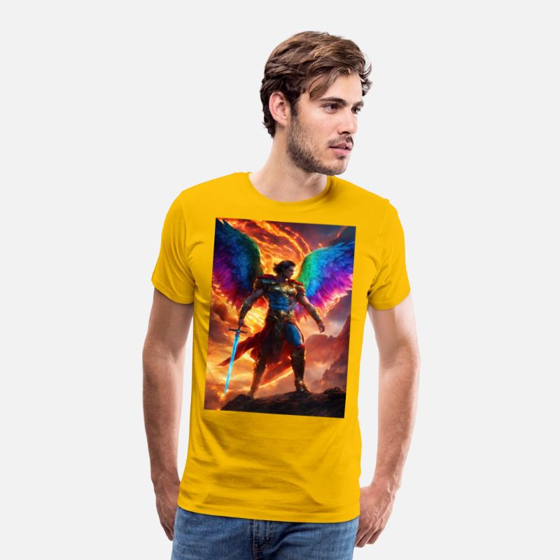 angle sword man rainbow