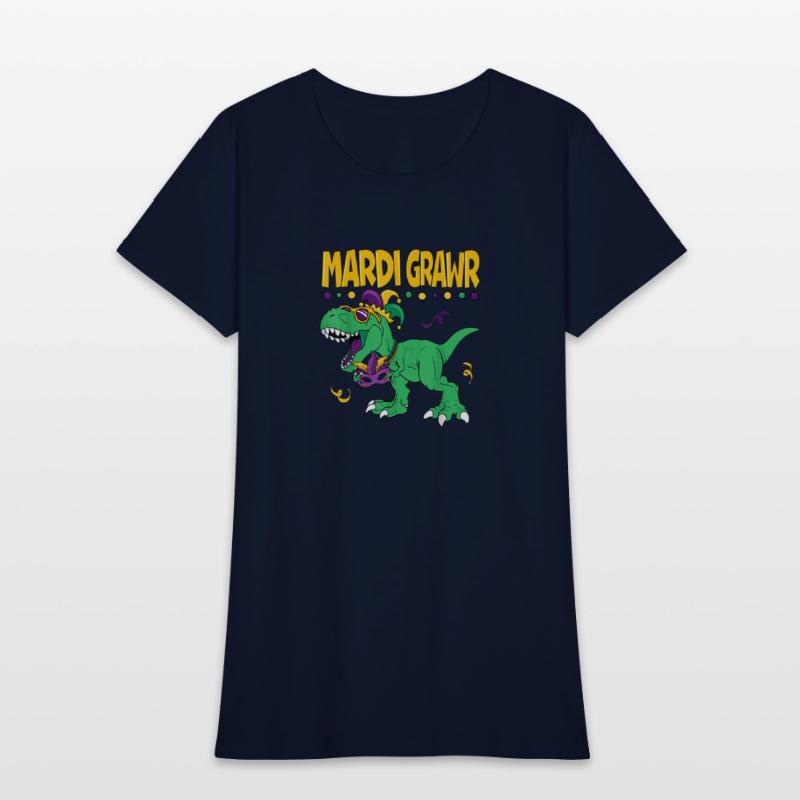 Mardi Grawr T Rex Dinosaur Mardi Gras Bead Kids Bo