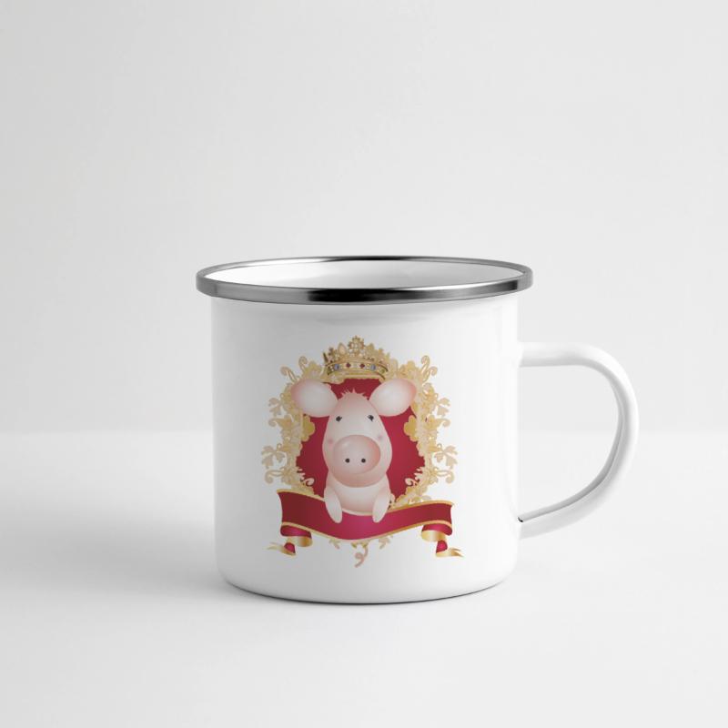 Pig with magnificent coat of arms and banner
