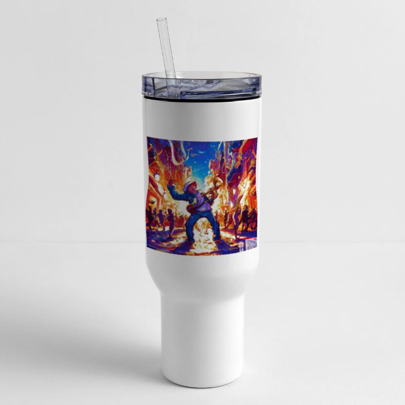 Vibrant Jazz Street Performance Artwork in Neon