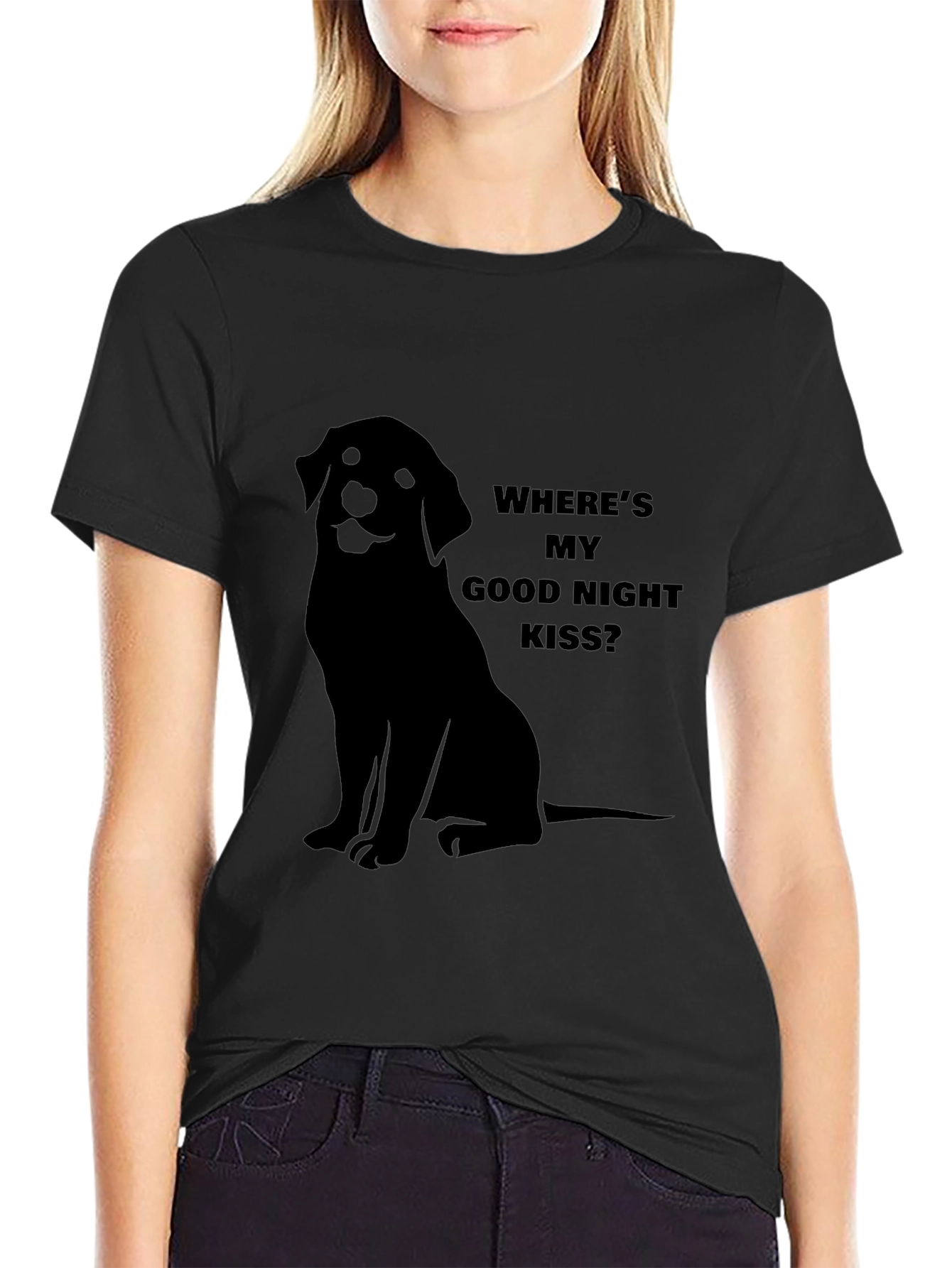 “Where’s My Good Night Kiss?” T-Shirt – Cute Dog Lover Tee