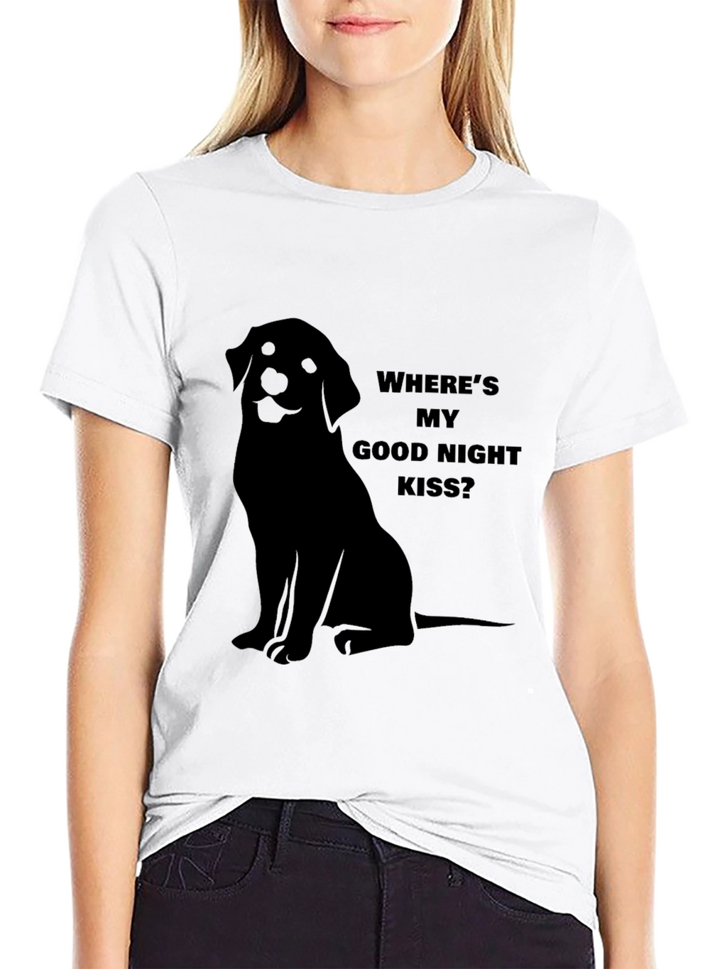“Where’s My Good Night Kiss?” T-Shirt – Cute Dog Lover Tee