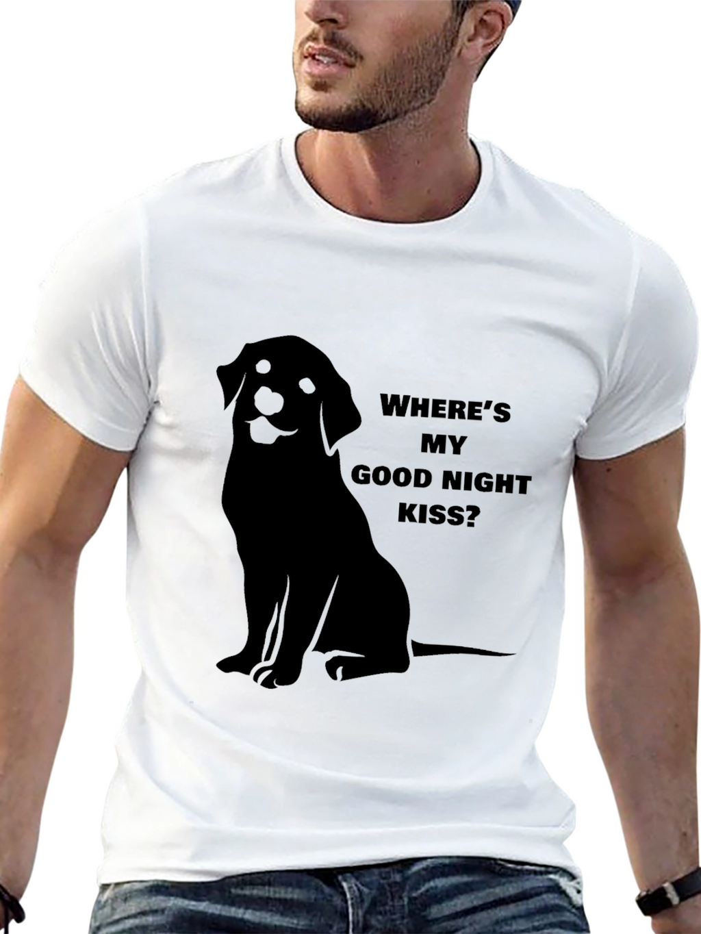 “Where’s My Good Night Kiss?” T-Shirt – Cute Dog Lover Tee
