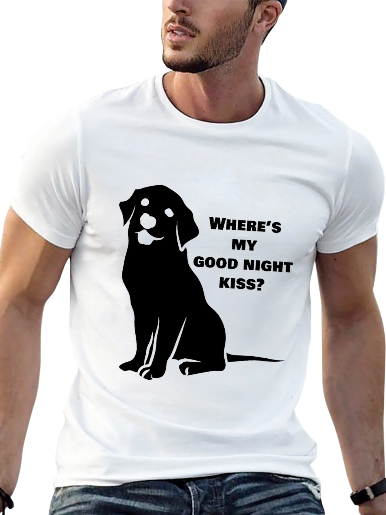“Where’s My Good Night Kiss?” T-Shirt – Cute Dog Lover Tee