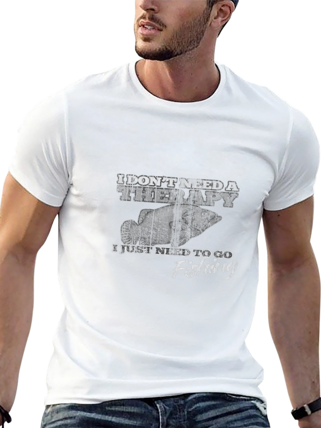Fishing Therapy Black Graphic Tee