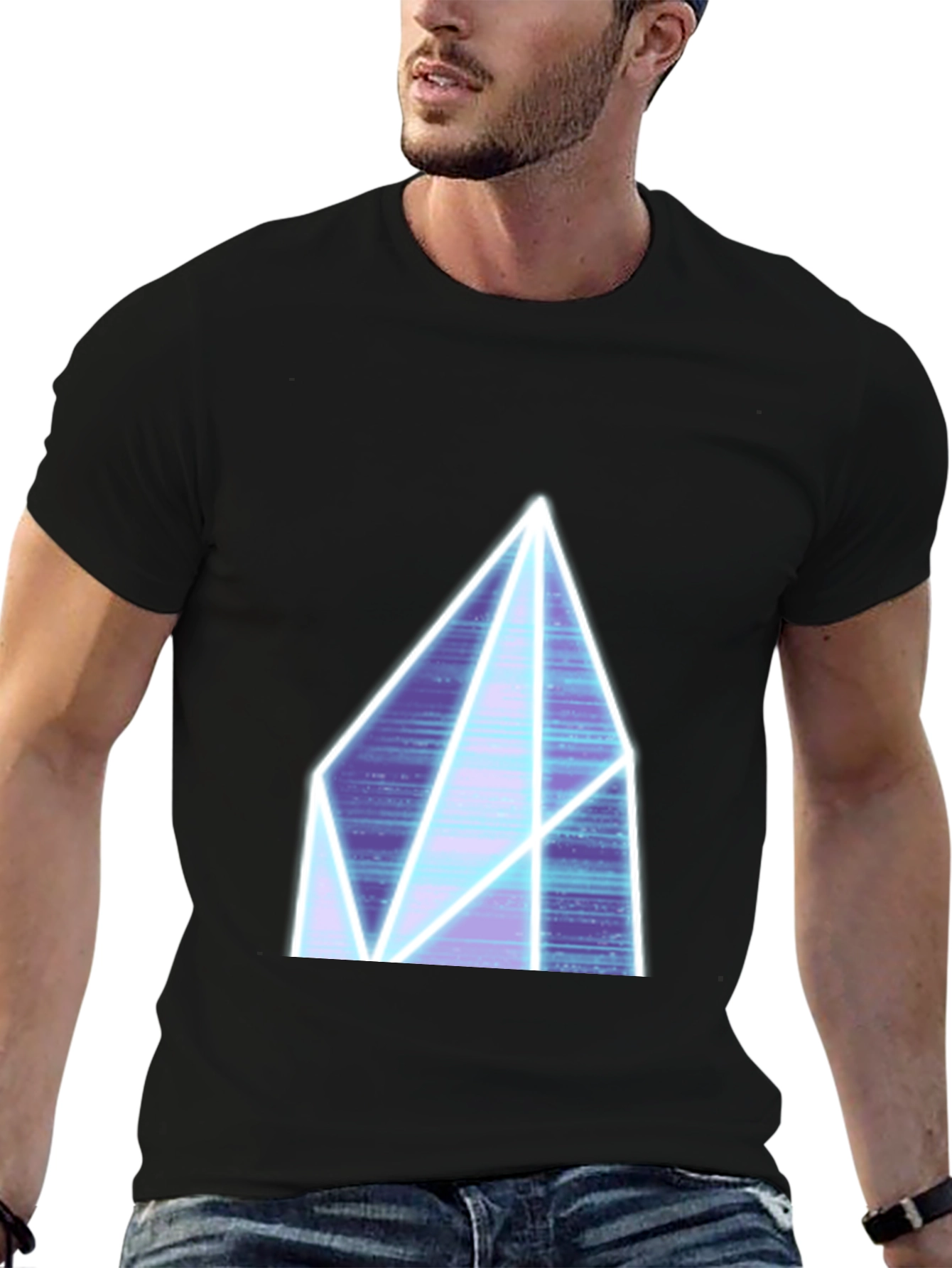 Neon Crystal Graphic Tee - Black Casual Shirt
