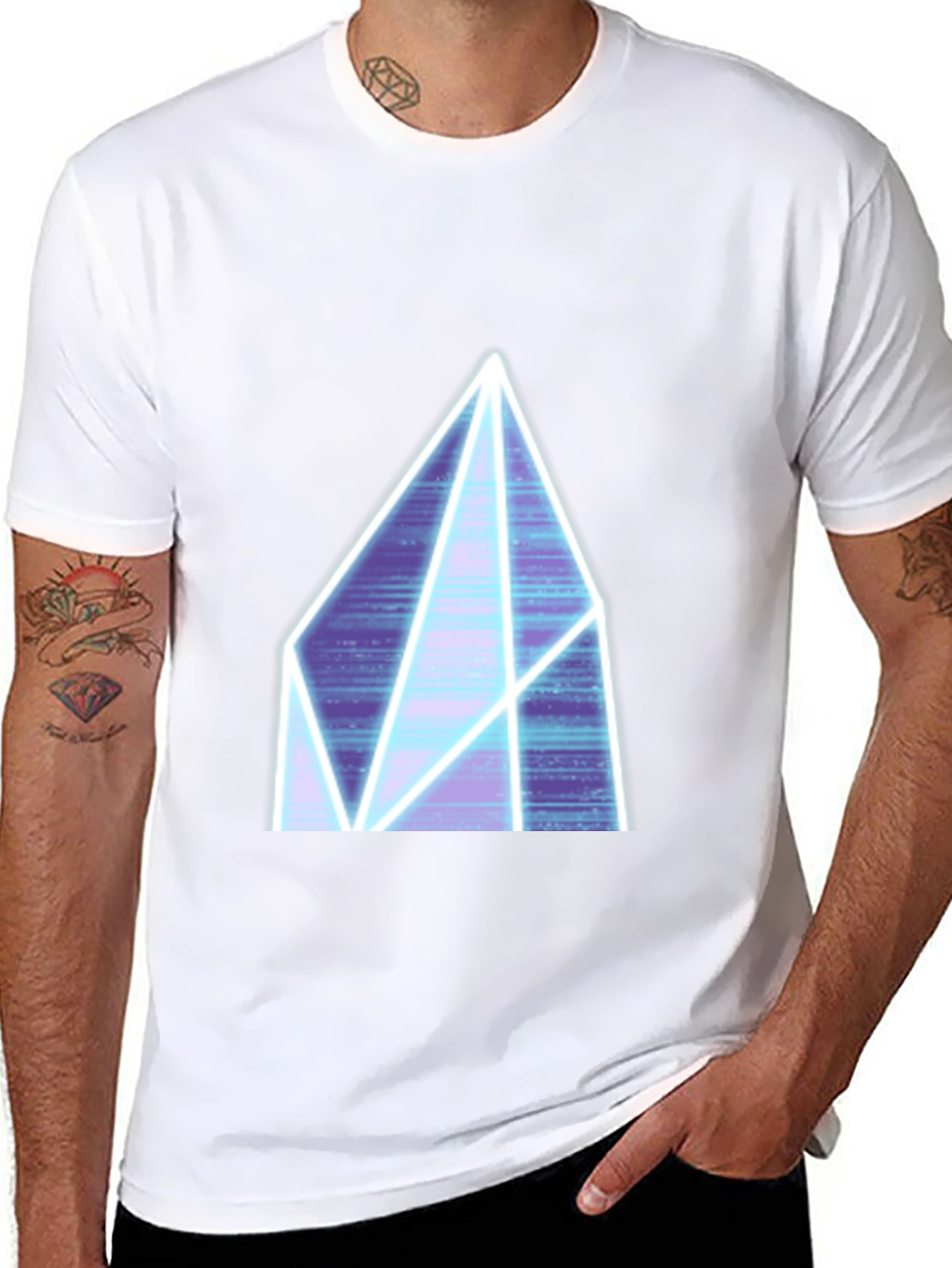 Neon Crystal Graphic Tee - Black Casual Shirt