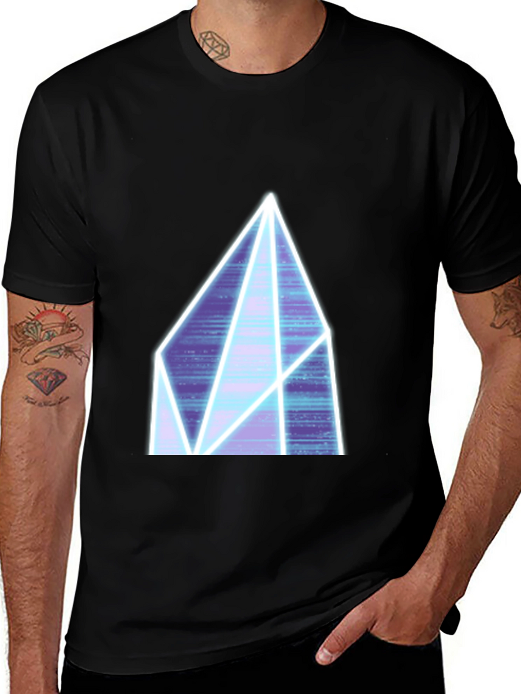 Neon Crystal Graphic Tee - Black Casual Shirt
