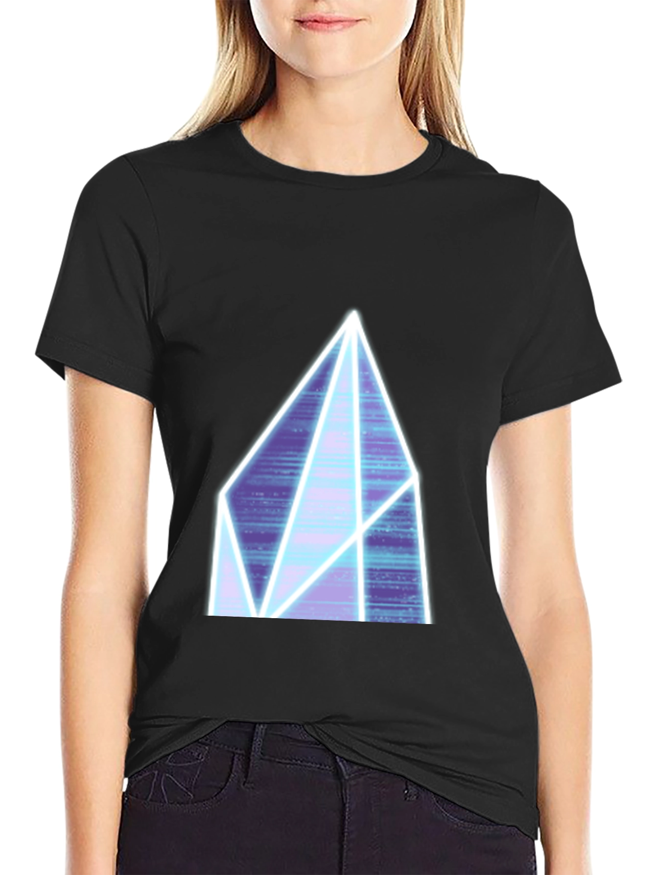 Neon Crystal Graphic Tee - Black Casual Shirt