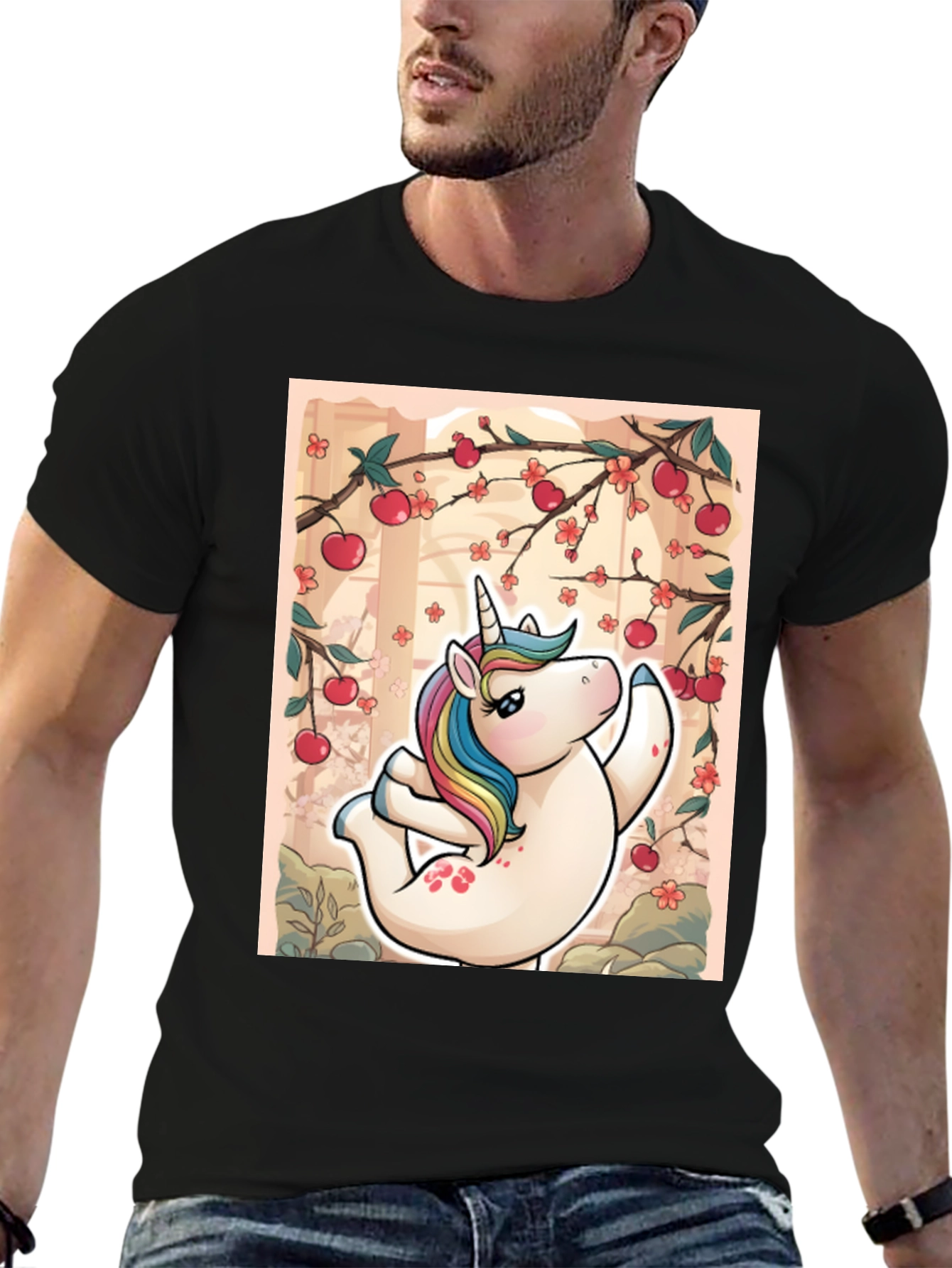 Unicorn Yoga T-Shirt - Relaxed Fit Black Tee