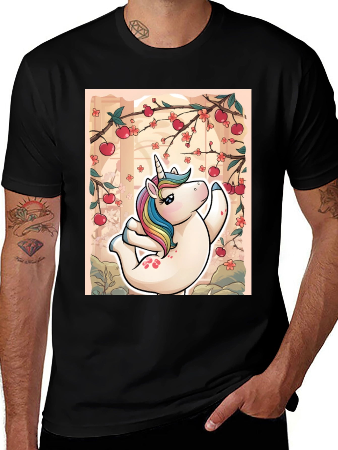 Unicorn Yoga T-Shirt - Relaxed Fit Black Tee