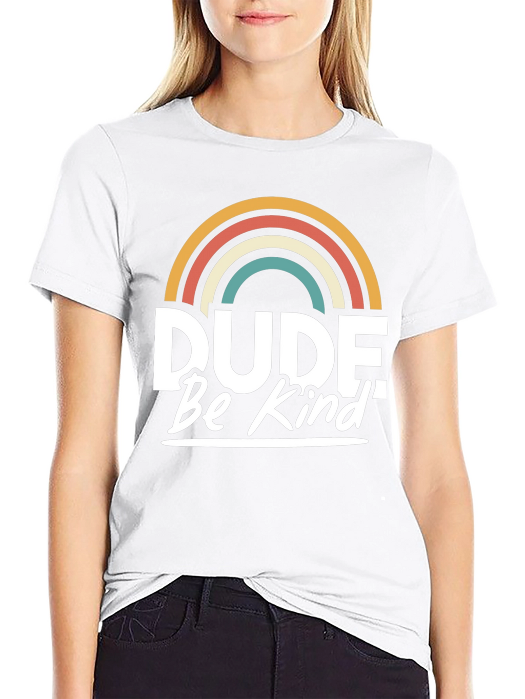 Dude Be Kind T-Shirt - Retro Rainbow Graphic Tee