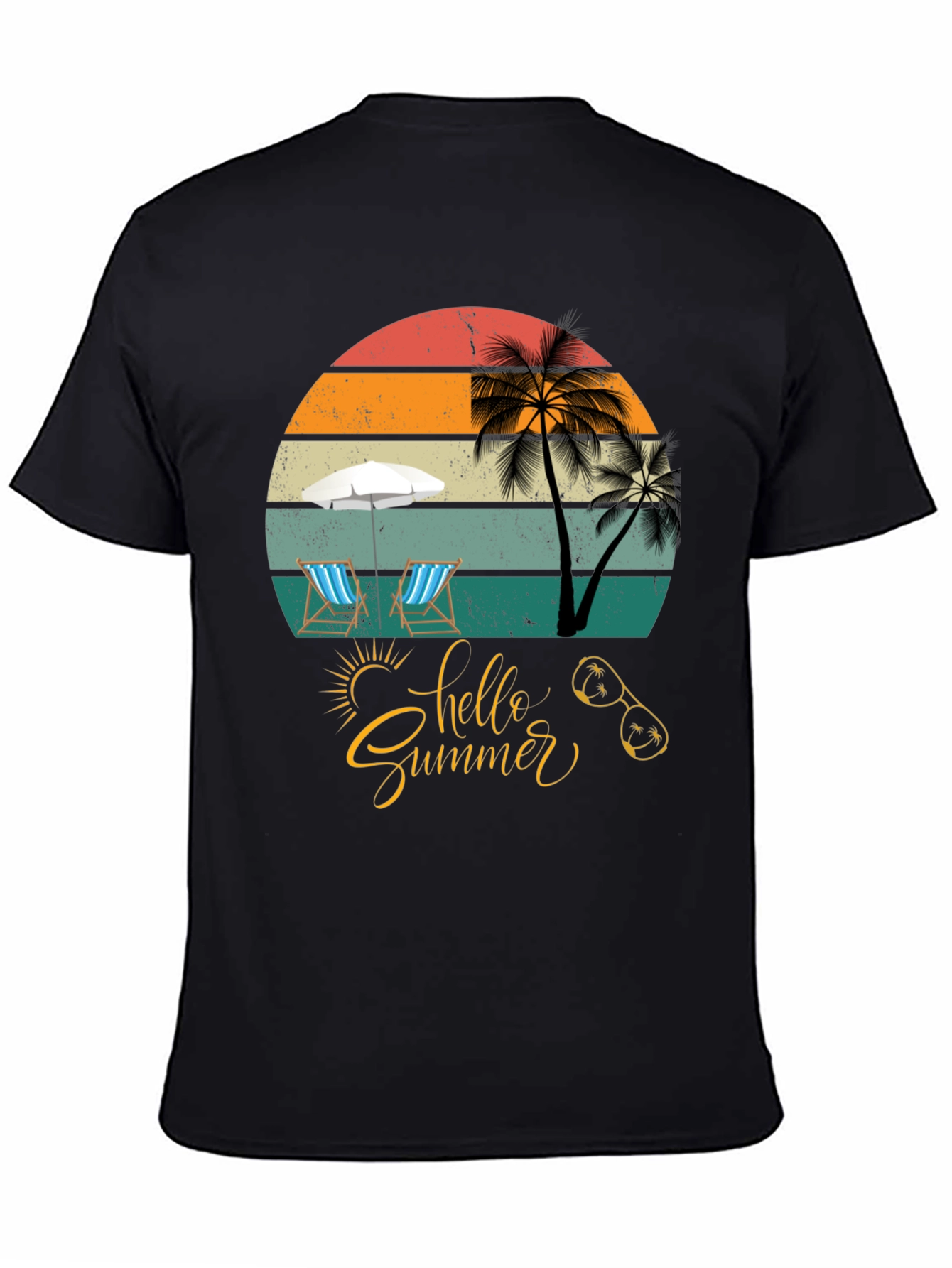 Hello Summer Black T-Shirt Vacation Ready