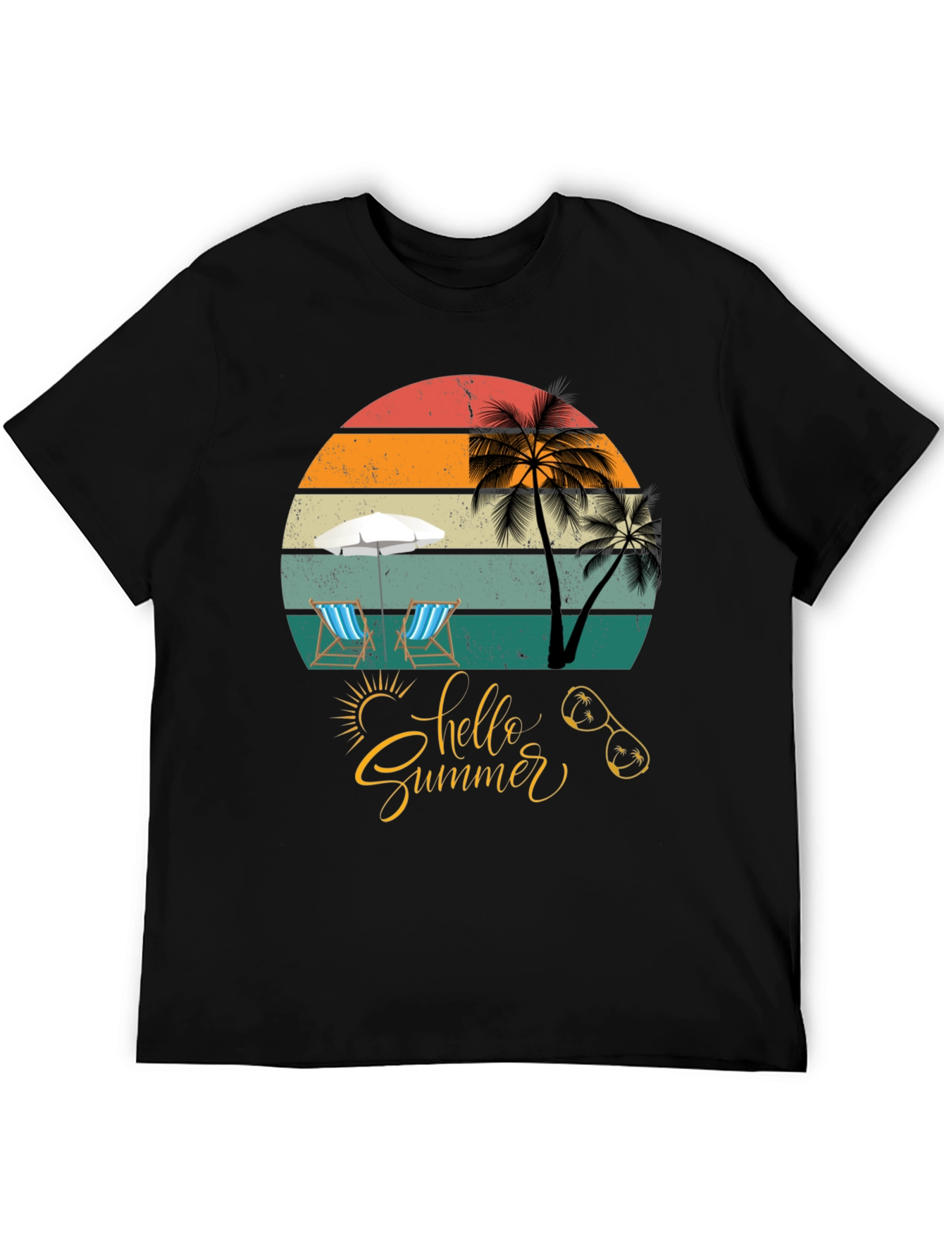 Hello Summer Black T-Shirt Vacation Ready