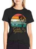 Hello Summer Black T-Shirt Vacation Ready