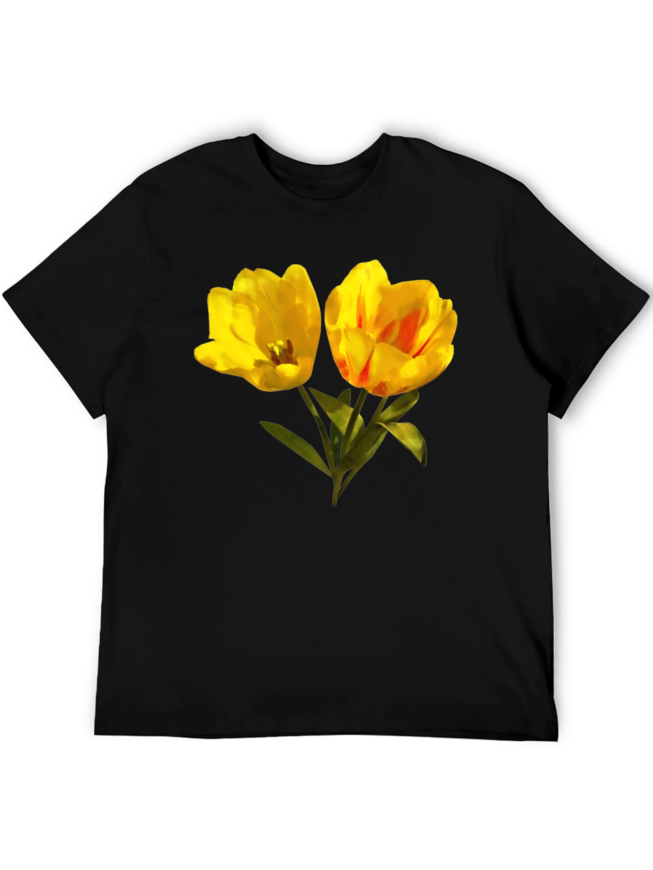 Floral Tulip Graphic Tee - Stylish Cotton Blend Shirt