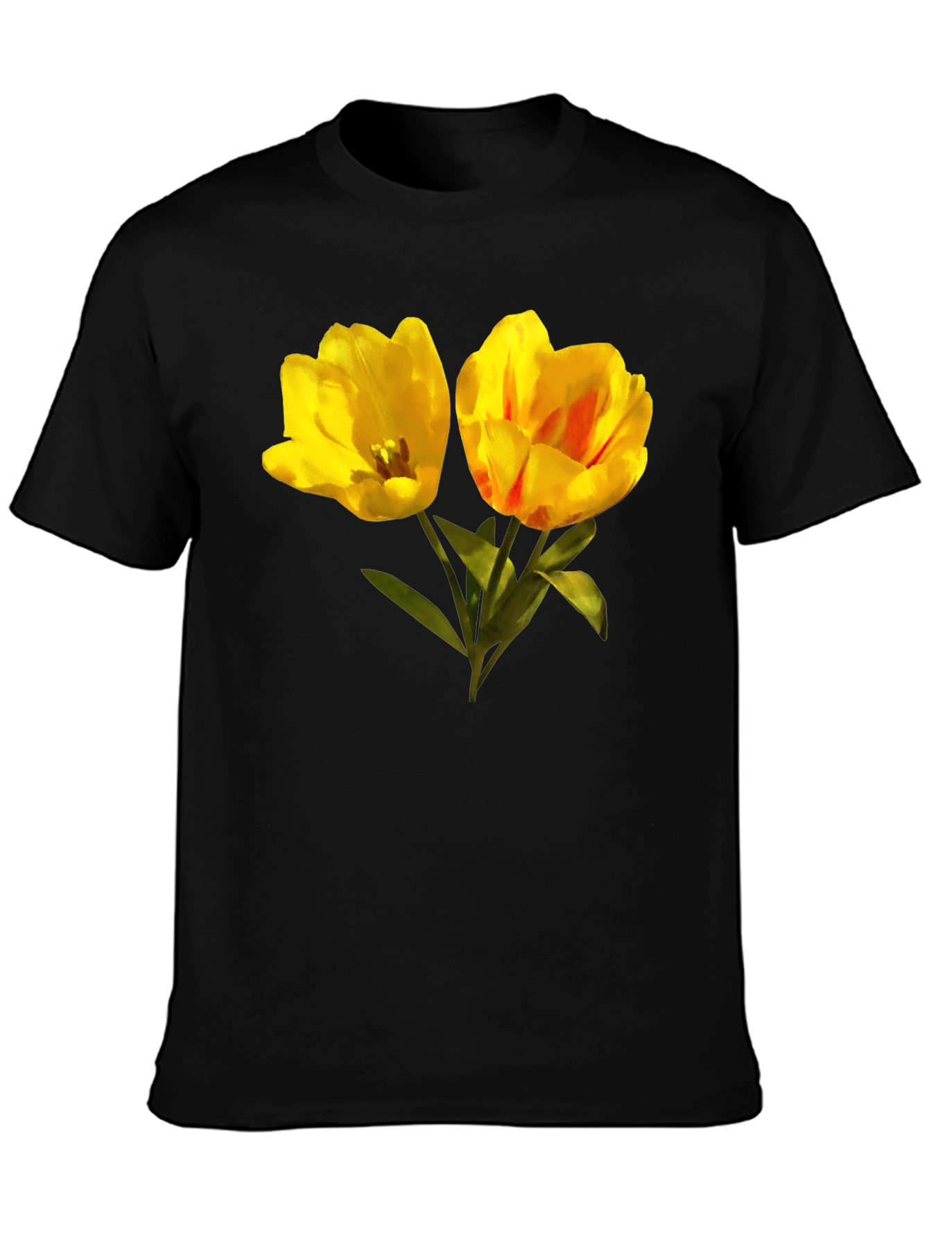 Floral Tulip Graphic Tee - Stylish Cotton Blend Shirt
