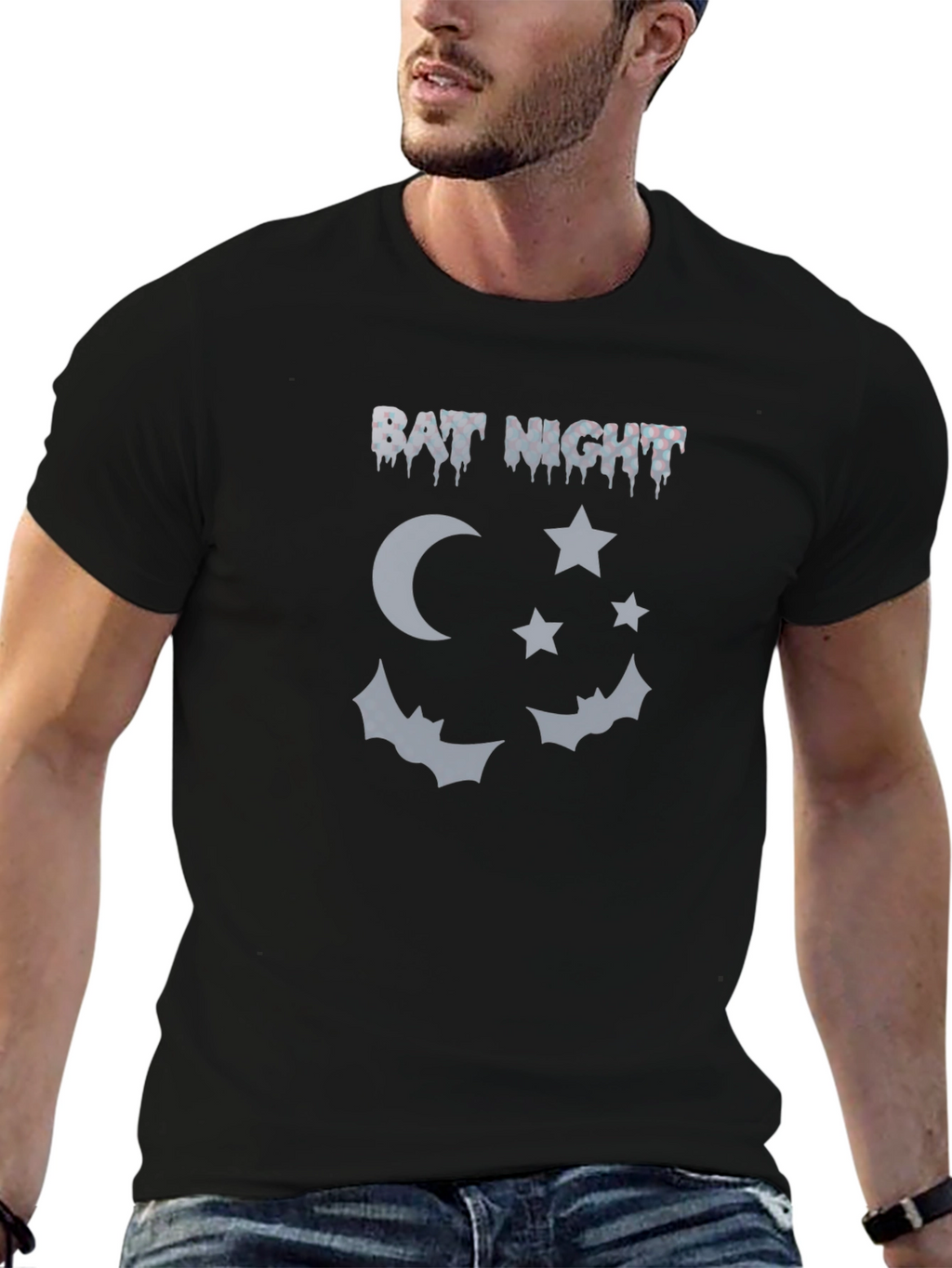 Bat Night Graphic Tee - Mens Black T-Shirt