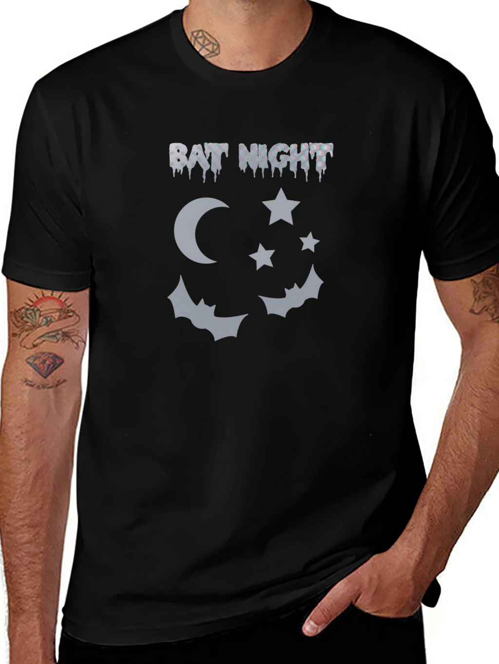 Bat Night Graphic Tee - Mens Black T-Shirt