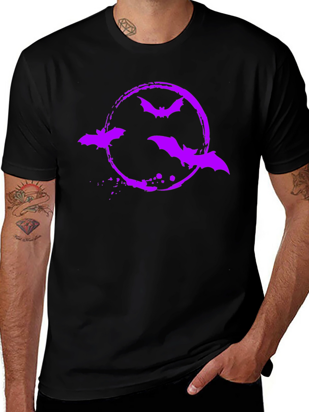 Bat Circle Graphic Tee - Halloween Shirt
