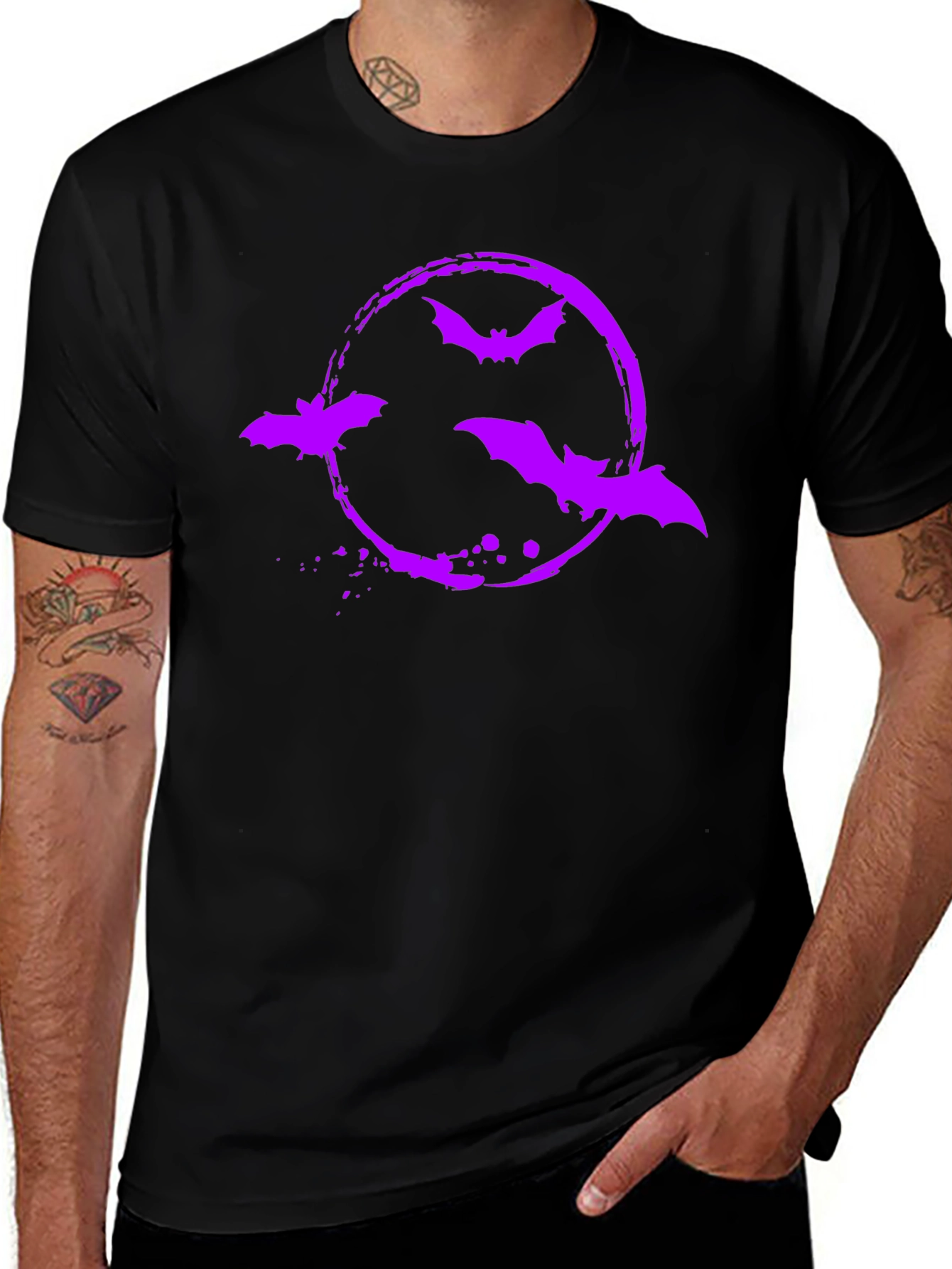 Bat Circle Graphic Tee - Halloween Shirt