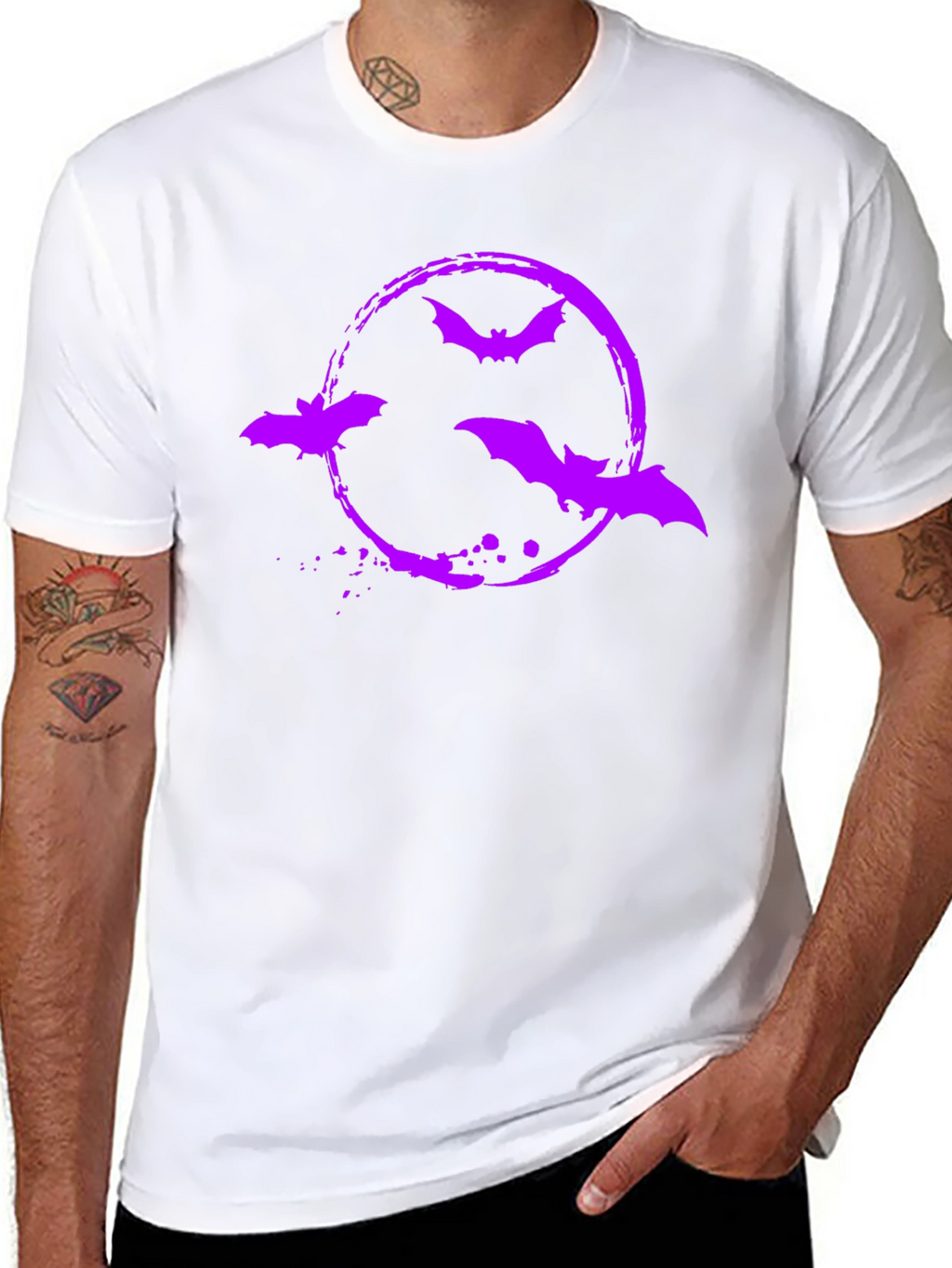 Bat Circle Graphic Tee - Halloween Shirt