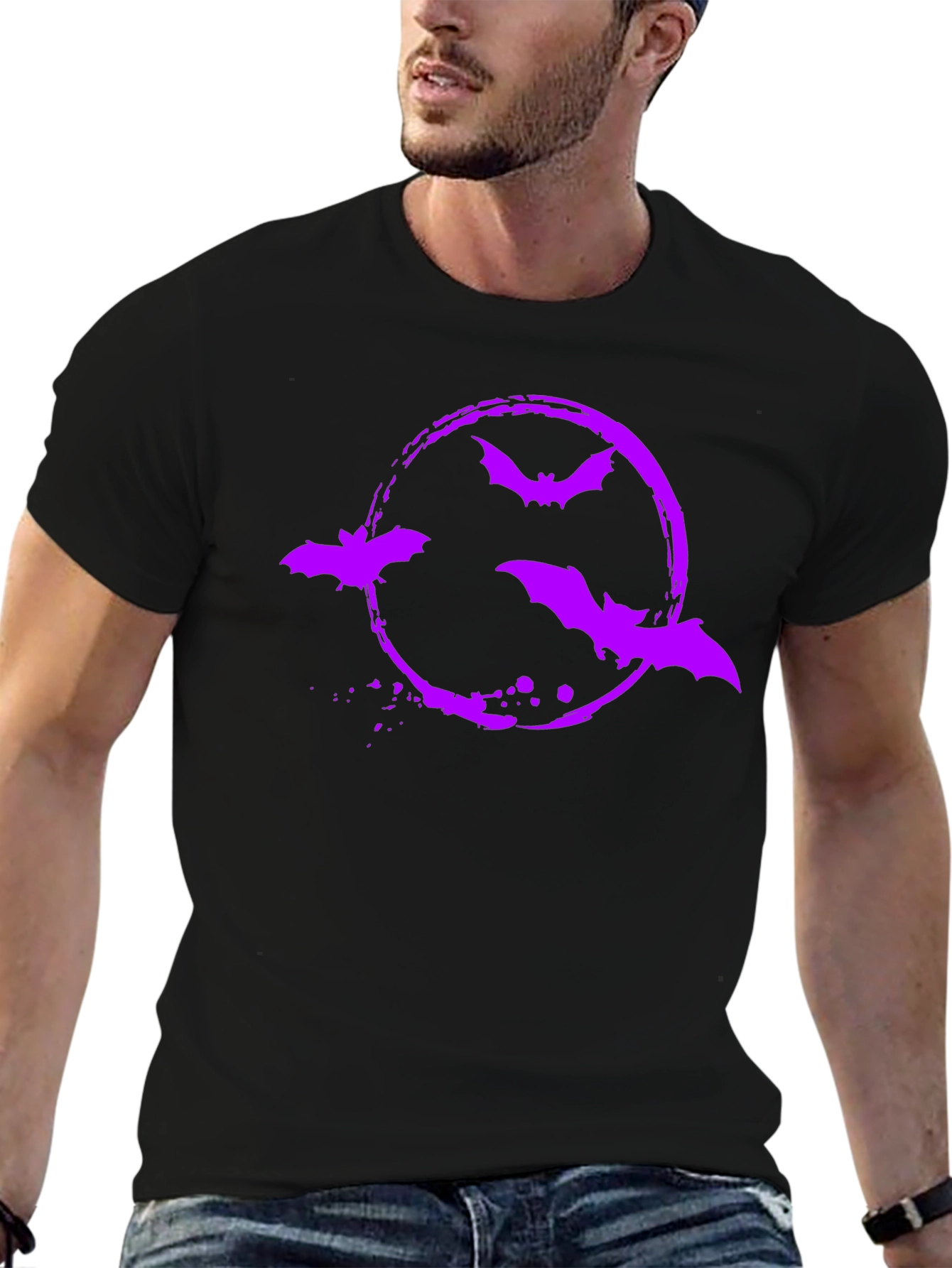Bat Circle Graphic Tee - Halloween Shirt