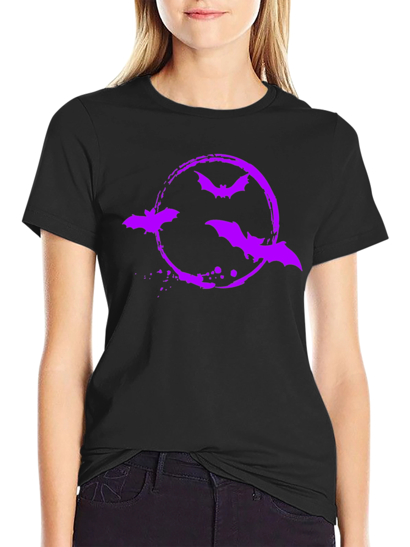 Bat Circle Graphic Tee - Halloween Shirt