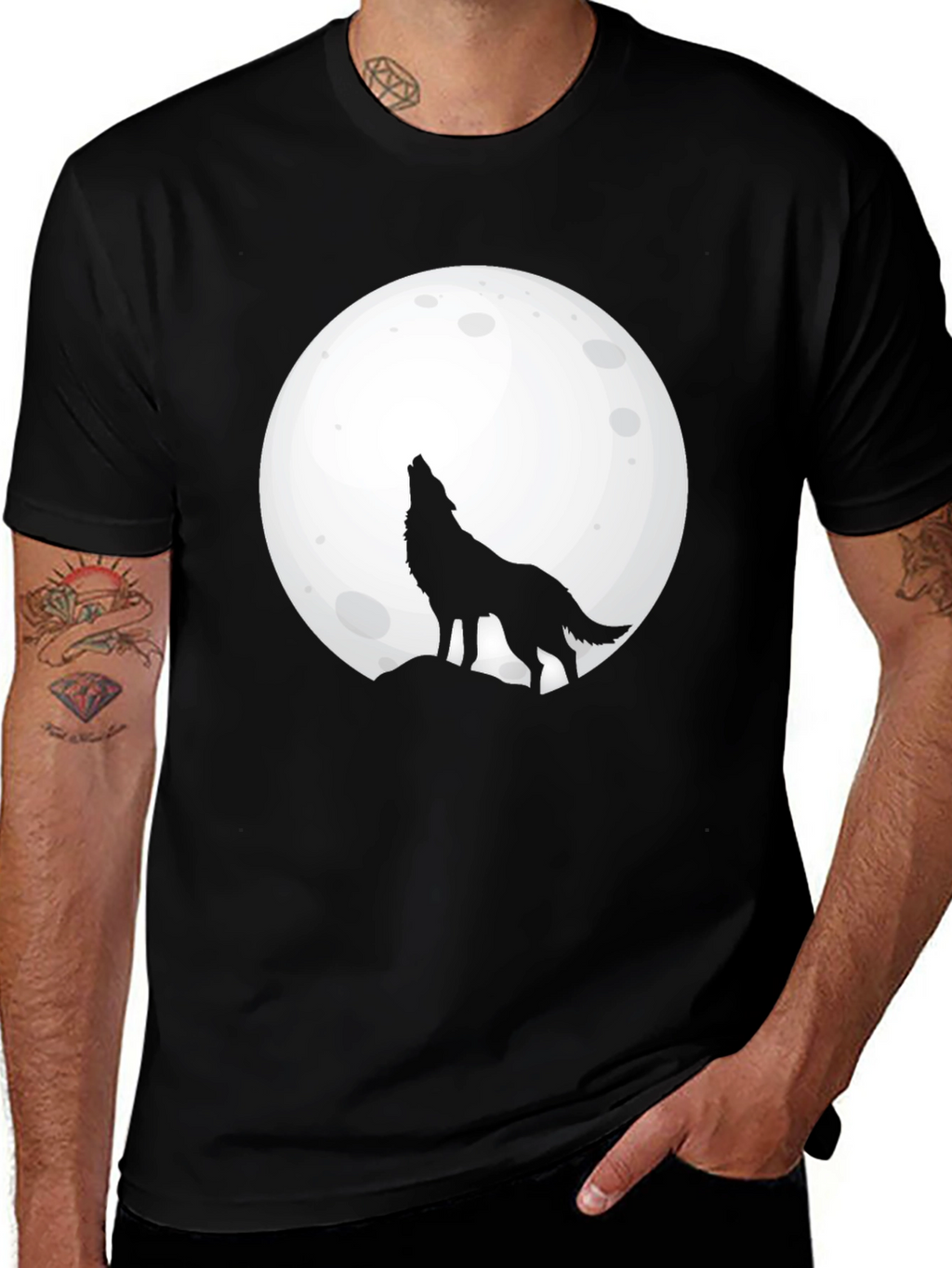 Wolf Moon T-Shirt - Black Cotton Graphic Tee