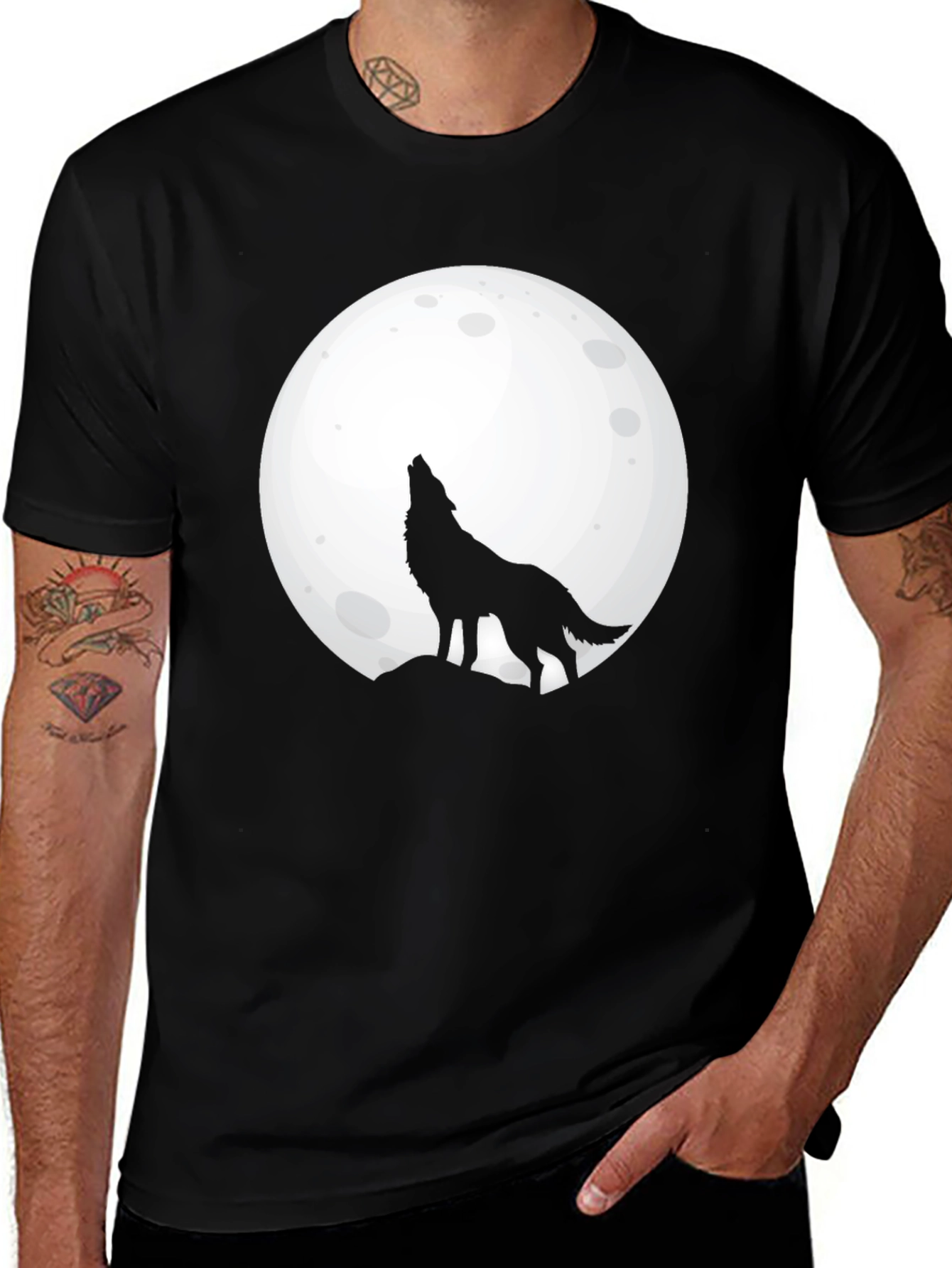 Wolf Moon T-Shirt - Black Cotton Graphic Tee