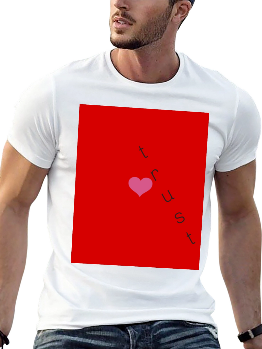 Trust Heart Graphic T-Shirt - Casual Black Tee
