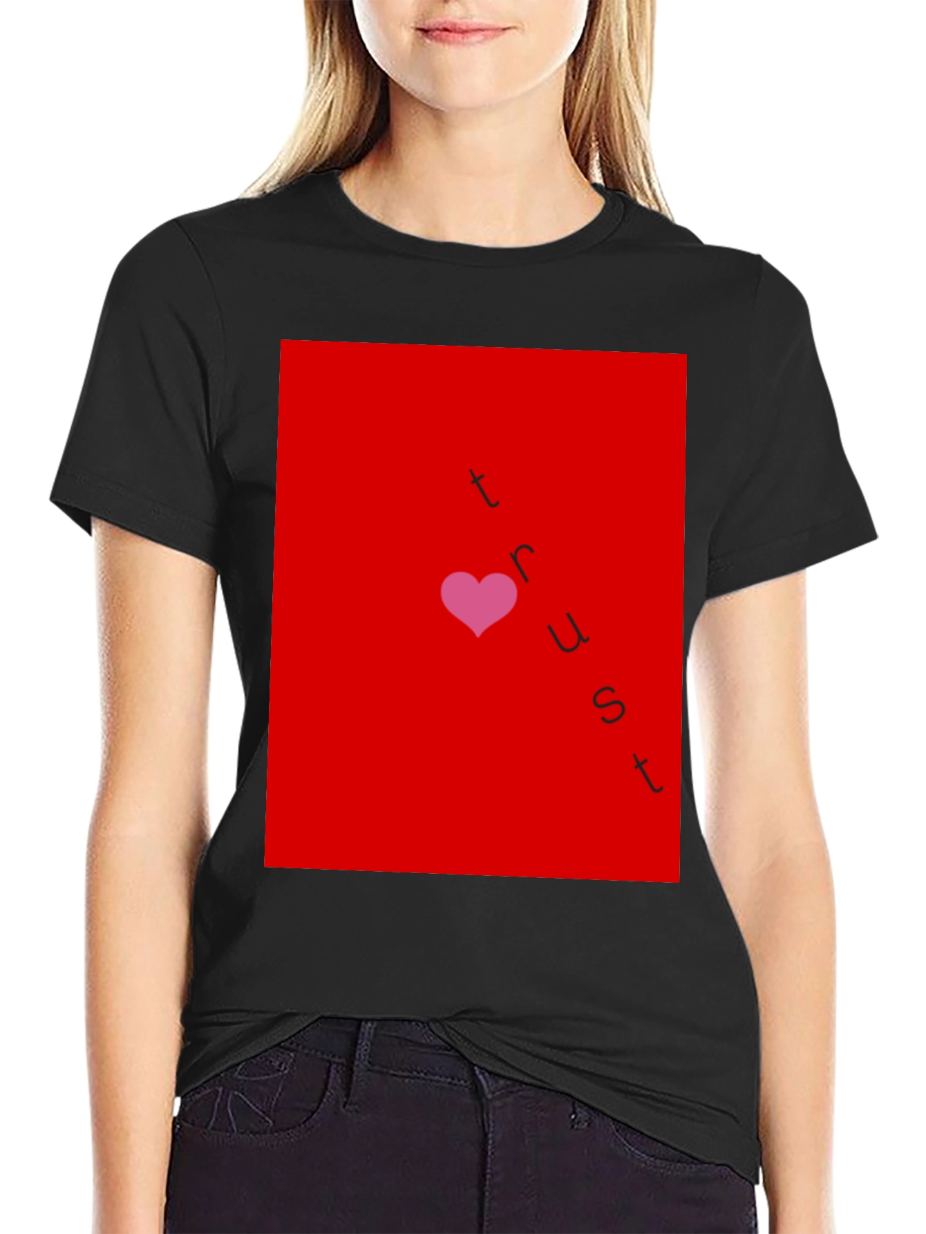 Trust Heart Graphic T-Shirt - Casual Black Tee