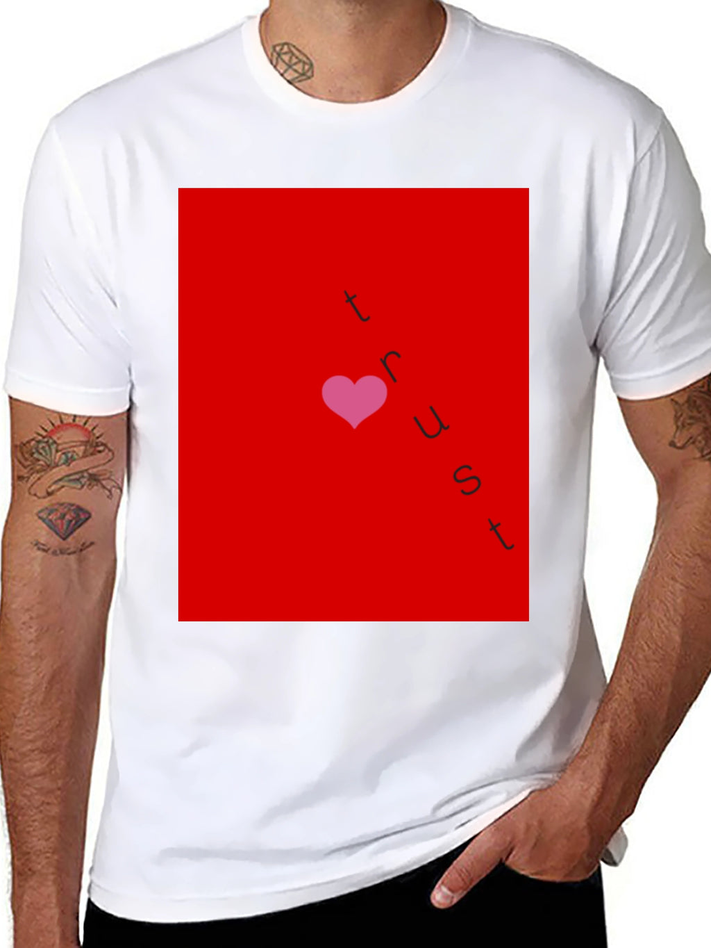 Trust Heart Graphic T-Shirt - Casual Black Tee