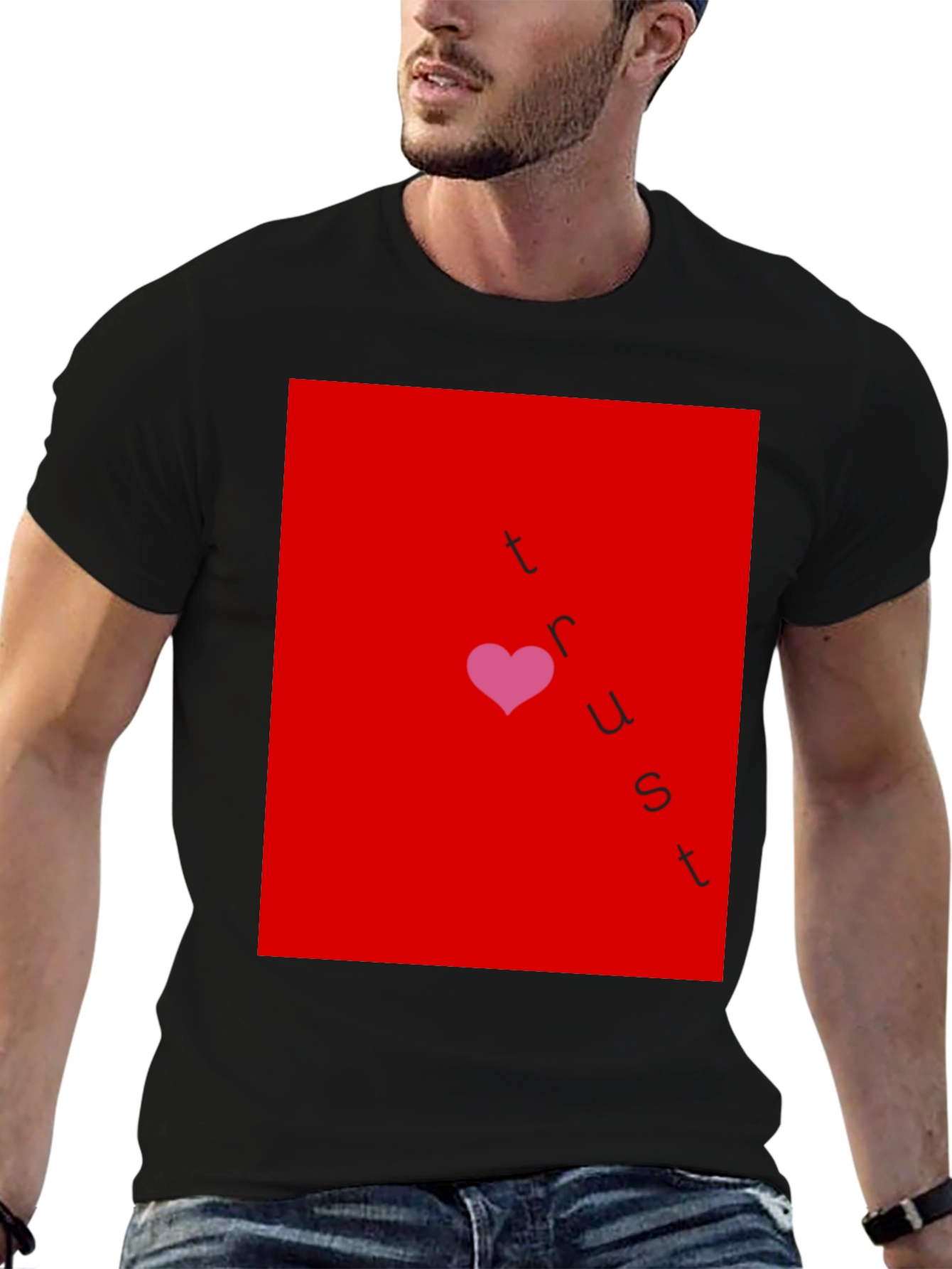 Trust Heart Graphic T-Shirt - Casual Black Tee