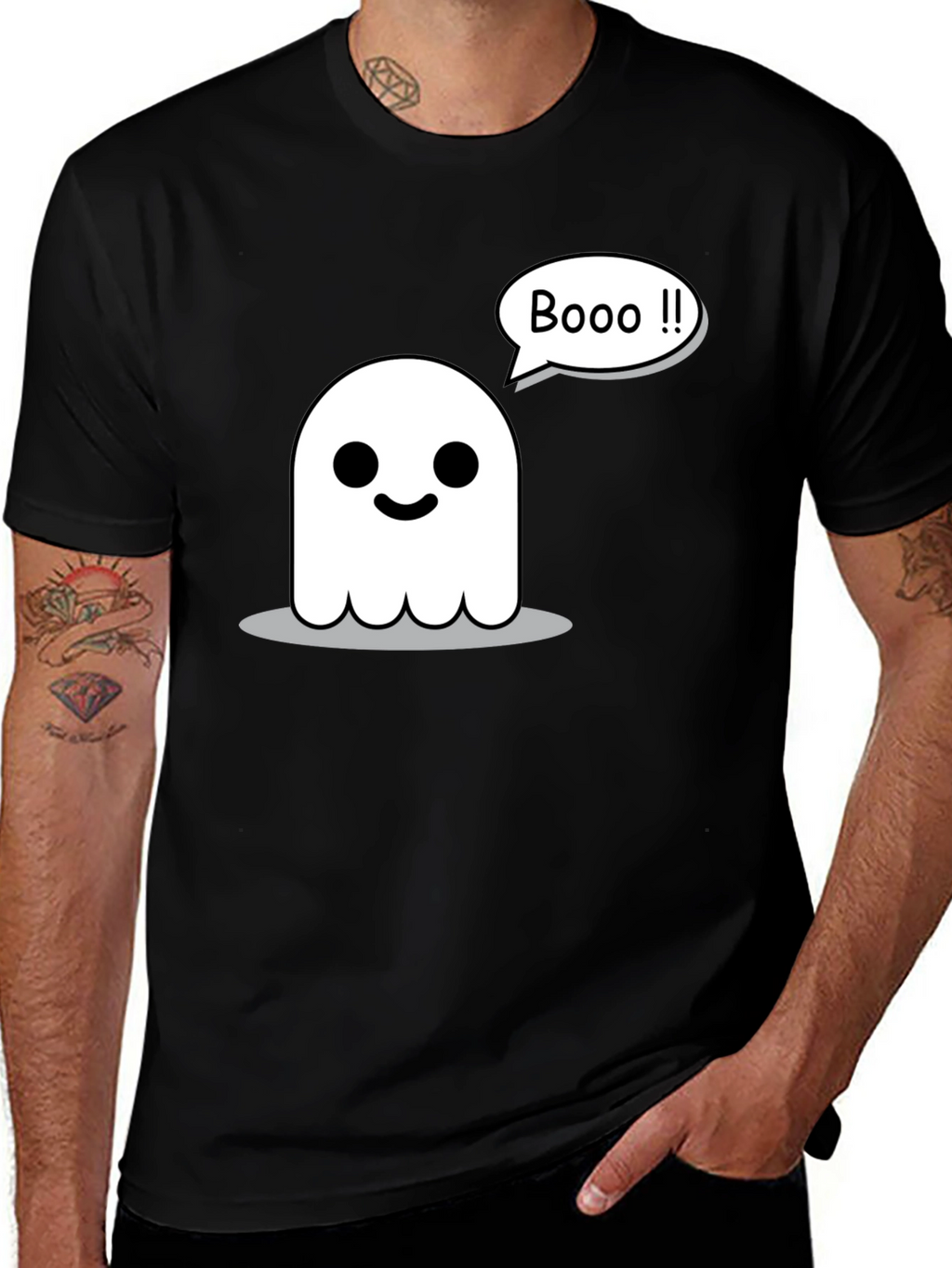 Boo! Funny Ghost Graphic Black T-Shirt