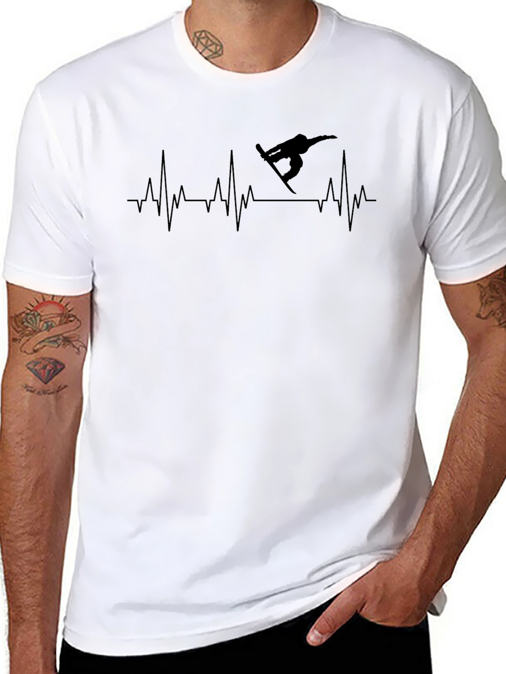 Snowboard Heartbeat Black T-Shirt