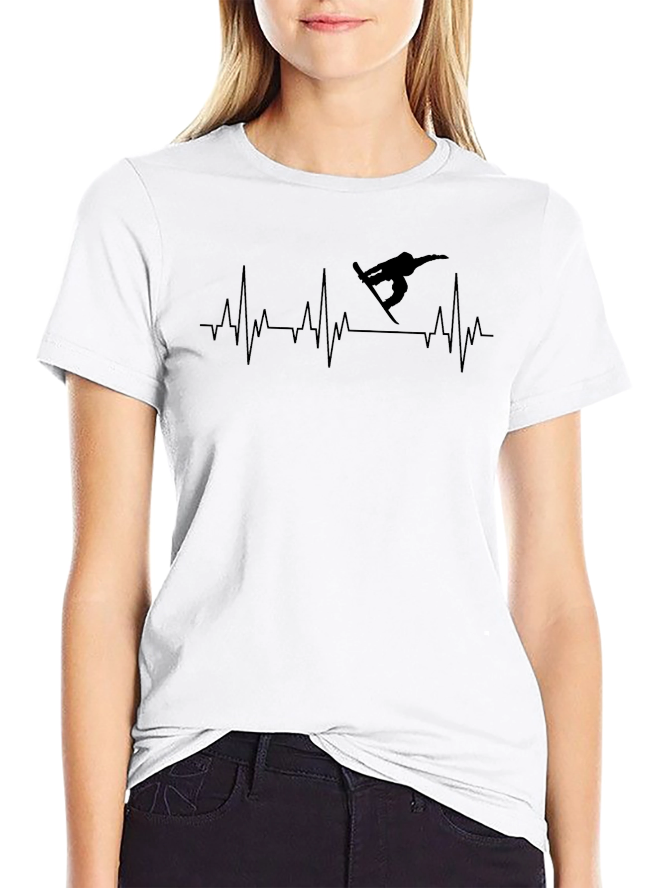 Snowboard Heartbeat Black T-Shirt