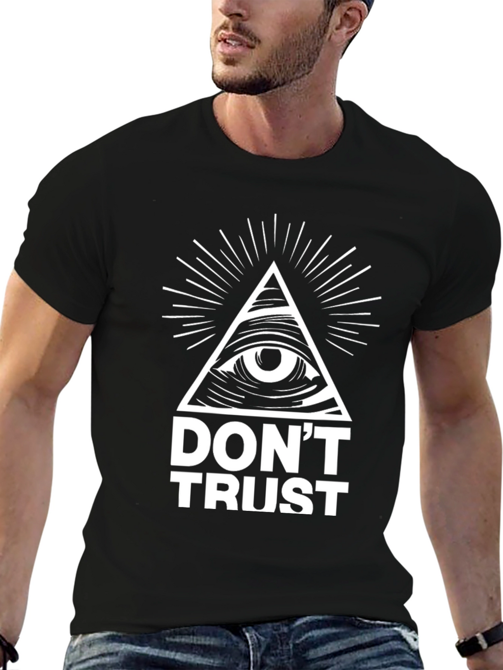 Dont Trust Graphic Tee - Black Cotton T-Shirt