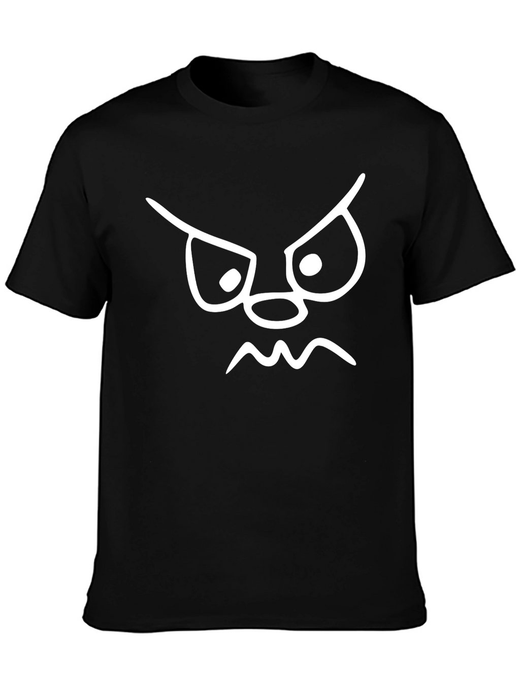 Angry Face Graphic Tee - Black Cotton Shirt
