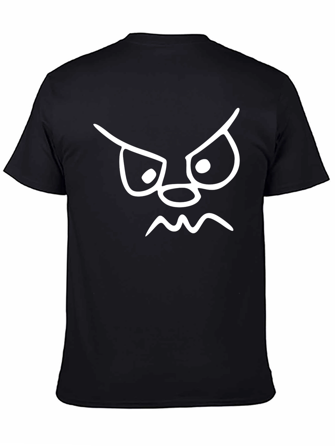 Angry Face Graphic Tee - Black Cotton Shirt