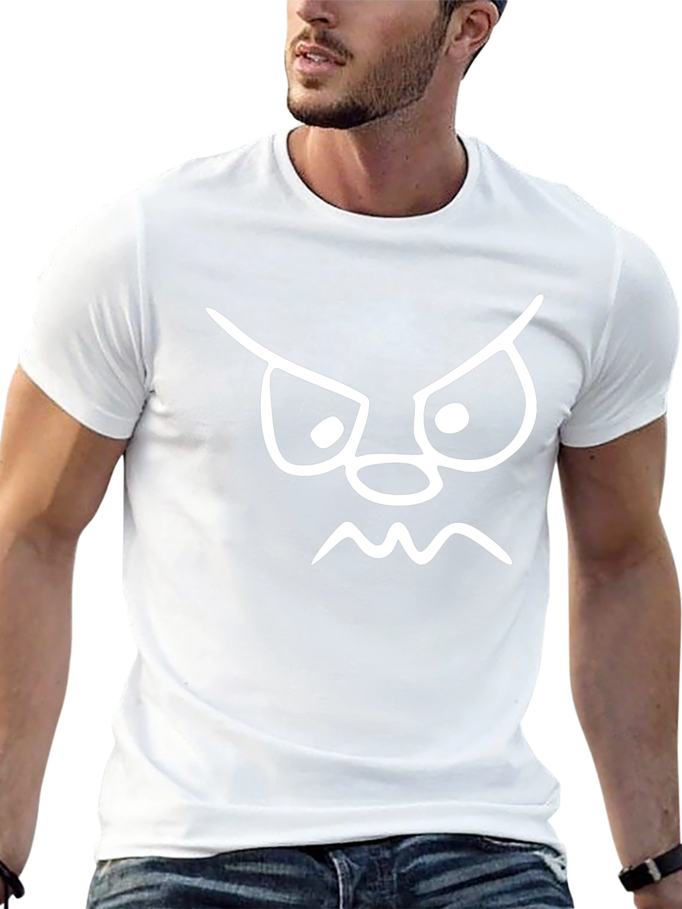 Angry Face Graphic Tee - Black Cotton Shirt