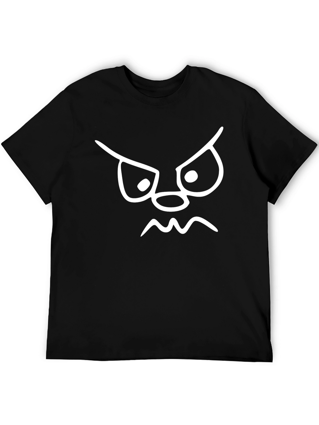 Angry Face Graphic Tee - Black Cotton Shirt