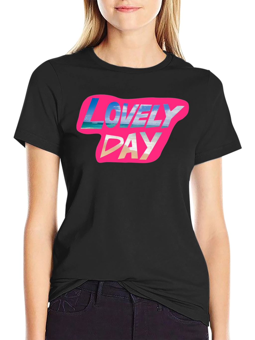 Lovely Day Graphic Tee - Soft Black Cotton T-Shirt