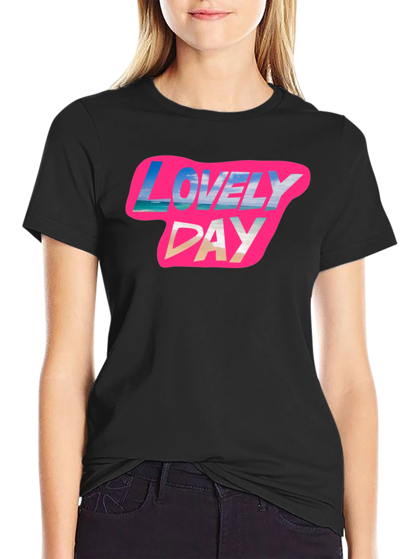 Lovely Day Graphic Tee - Soft Black Cotton T-Shirt