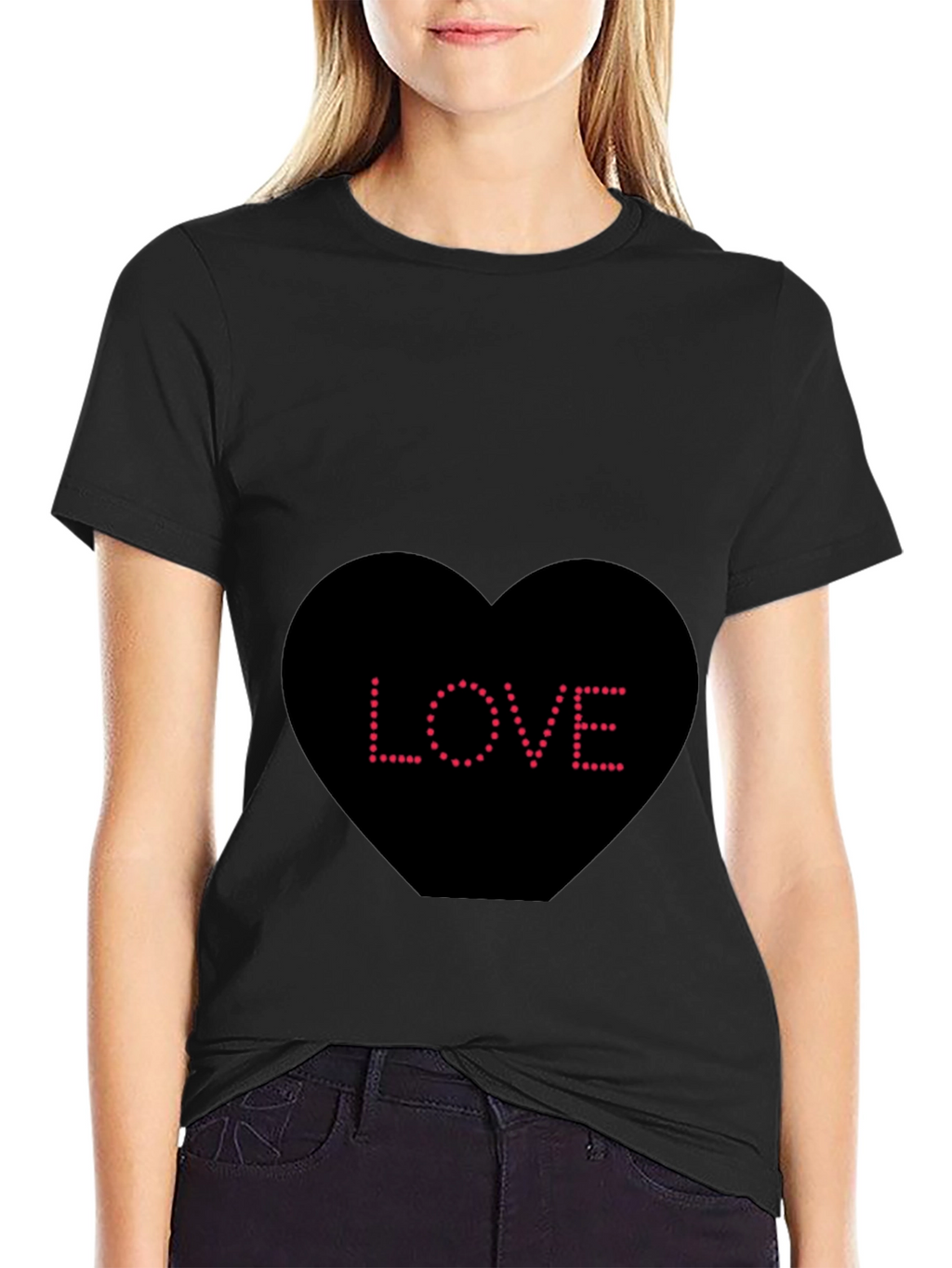 Love Heart Dot T-Shirt - Black