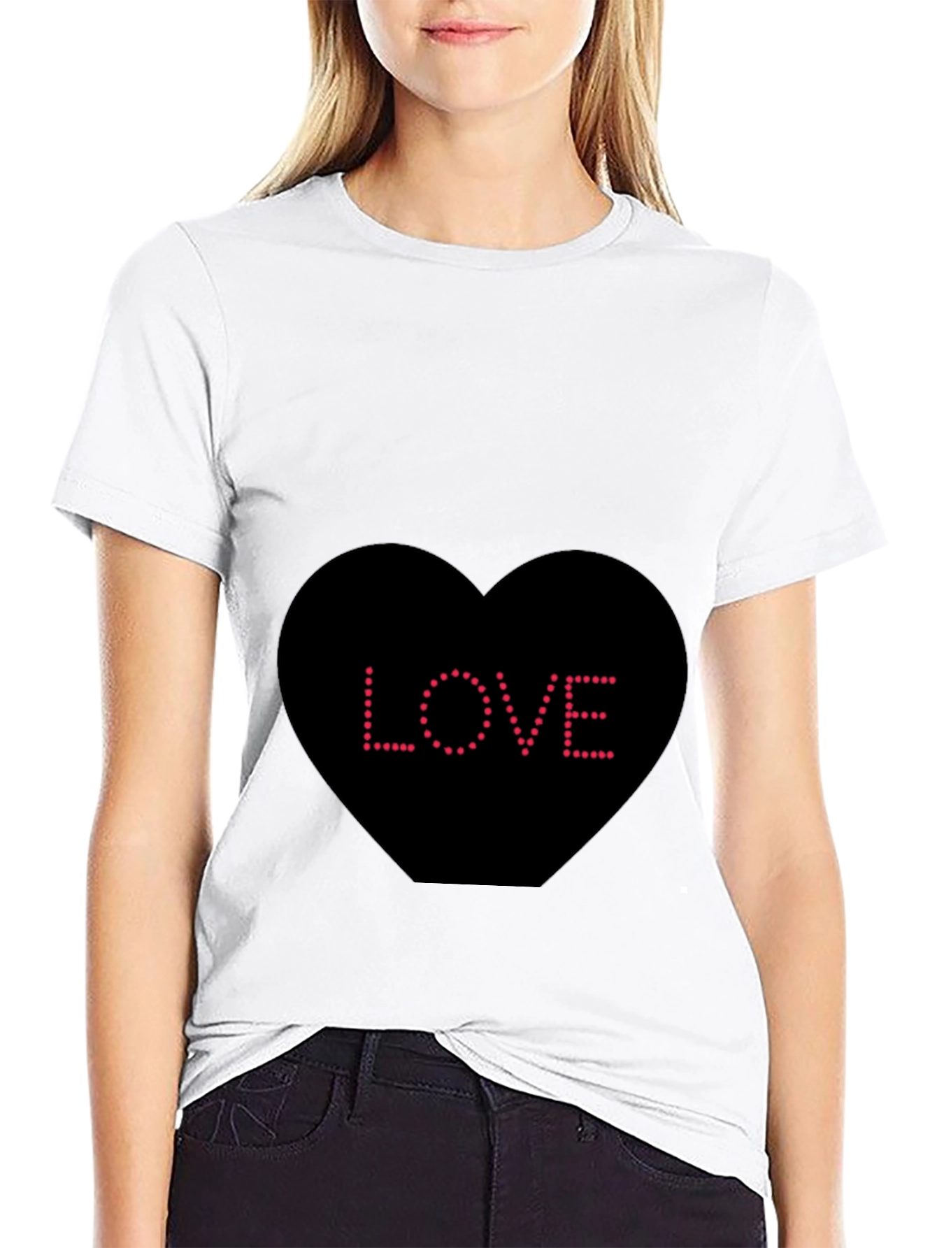 Love Heart Dot T-Shirt - Black