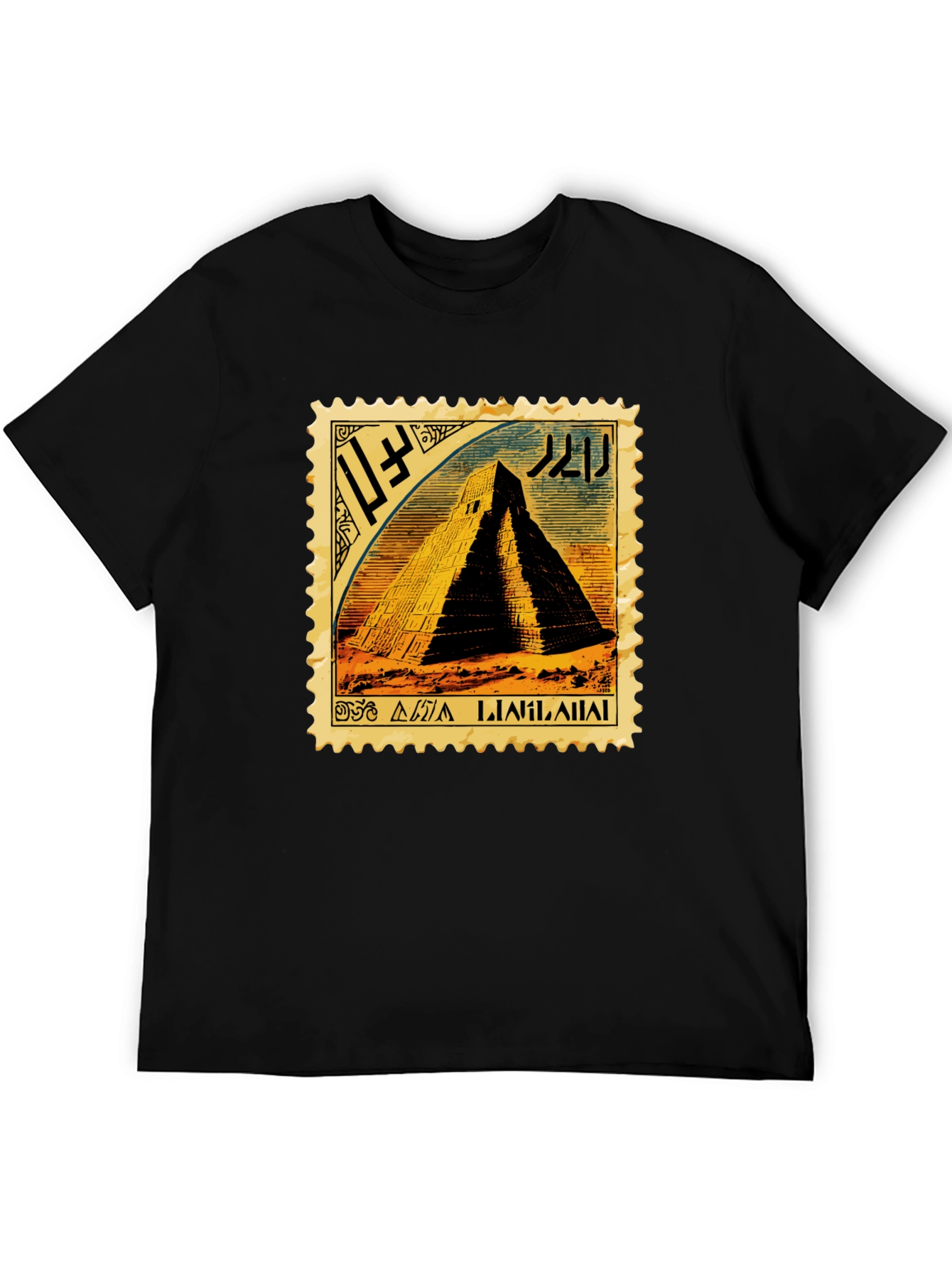 Vintage Aztec Pyramid Stamp Design T-Shirt