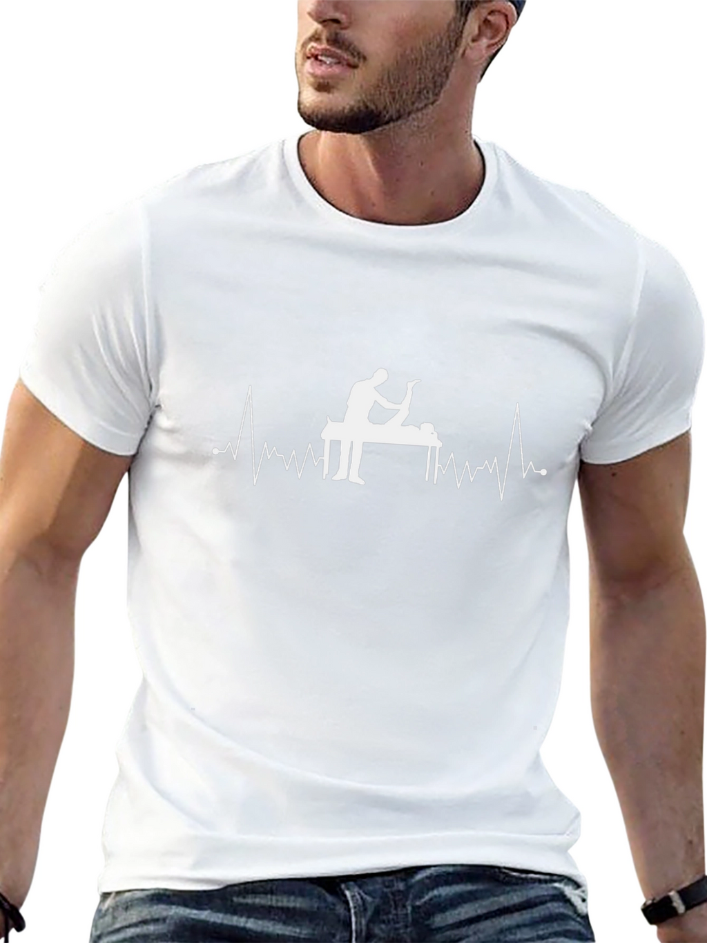 Chiropractor EKG Heartbeat T-Shirt - Black