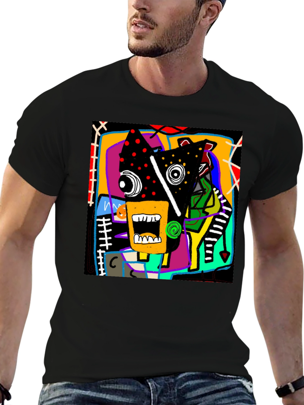 Abstract Graphic Print Crew Neck T-Shirt